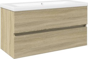 vidaXL Set mobilier de baie, 2 piese, ceramică și lemn prelucrat