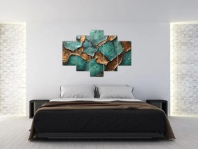 Tablou - Pictură verde-auriu (150x105 cm)