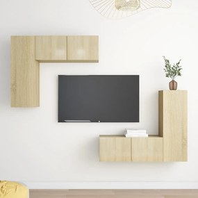 vidaXL Set de dulapuri TV, 4 piese, stejar sonoma, lemn prelucrat
