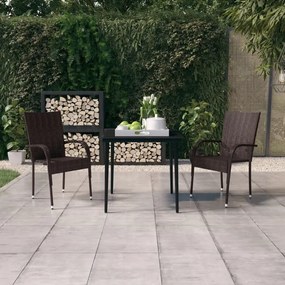 Set mobilier de gradina, 3 piese, maro si negru Maro si negru, Lungime masa 80 cm, 3