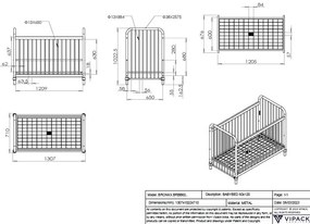 Pătuț Bebeluși BRONXX, Roz Prăfuit, 60 x 120 cm (Metal) – BRONXX – Vipack