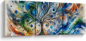Tablou – Arbore energetic colorat (cu ceas) (90x30 cm)