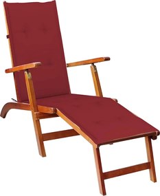 vidaXL Șezlong exterior, suport picioare și pernă, lemn masiv acacia