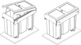 Cos gunoi incorporabil GTV Practi Eco, colectare selectiva, pentru corp de 450 mm, gri antracit, 2 x 10 l + 1 x 20 l Gri antracit, Plastic, L:415 mm;