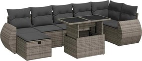 vidaXL Set canapele de grădină cu perne, 8 piese, gri, poliratan