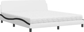 vidaXL Pat cu saltea, Dover, alb și negru, 180x200 cm, piele ecologică