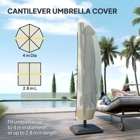 Outsunny Husă pentru Umbrelă de Grădină Impermeabilă cu Fermoar si Șnur din Țesătură, 220x56x56 cm, Bej și Cafeniu | Aosom Romania
