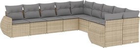 vidaXL Set canapele de grădină cu perne, 10 piese, bej, poliratan