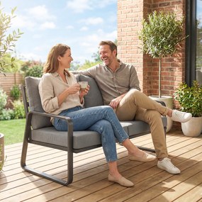 Outsunny Canapea de grădină 2 locuri cu perne groase, huse detașabile și accotoare moderne, 121x69x69cm, gri deschis | Aosom Romania