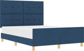 vidaXL Cadru de pat cu headboard albastru 140 x 190 cm țesătură