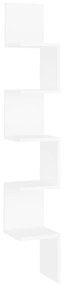 807277 vidaXL Raft de perete de colț, alb, 20x20x127,5 cm, PAL