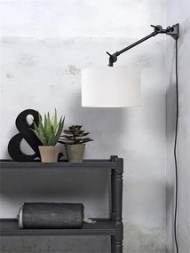 Aplica cu brat articulat Amsterdam S, abajur textil alb