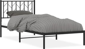 vidaXL Cadru pat metalic cu tăblie, negru, 90x200 cm