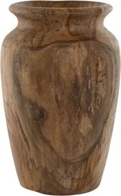 Vază decorativă, stil natural rustic, culoare natur, din lemn de tec, „Teak”