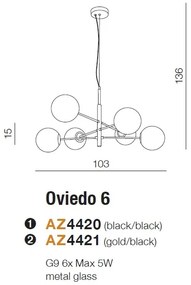Lustra suspendata design modern OVIEDO 6 GO/BK