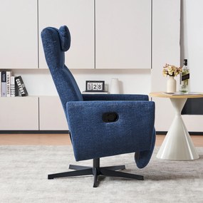 Fotoliu confortabil cu funcție de relaxare, cu bază rotativă și spătar reglabil, 67x80,5x110 cm, Albastru