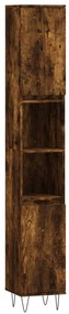 831537 vidaXL Dulap de baie, stejar afumat, 30x30x190 cm, lemn prelucrat