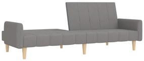 Canapea extensibila cu taburet, 2 locuri, gri deschis, textil Gri deschis, Cu suport de picioare