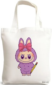 Sacosa de Panza pentru Cumparaturi, Geanta Tote, model Labubu 29 38 x 34.5 cm, Alba, BEKZ®
