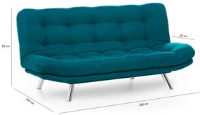 Canapea Extensibilă cu 3 Locuri Misa Sofabed, Verde Petrol