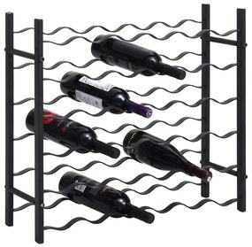 vidaXL Suport sticle de vin pentru 36 de sticle, negru, fier