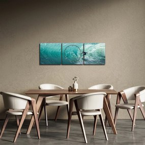 Tablou cu surferi (cu ceas) (90x30 cm)