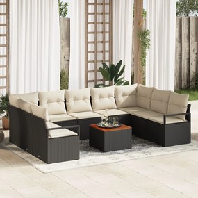 vidaXL Set de canapele pentru grădină 10 pcs Negru Rattan poli