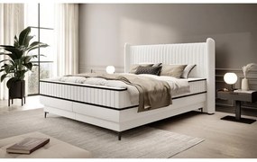 Pat matrimonial 140 cm Dalmo 140 (cu somieră) (cu sp. depozitare) (alb + negru). 1099667