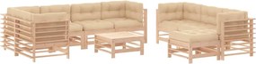 vidaXL Set mobilier de grădină cu perne, 10 piese, lemn masiv