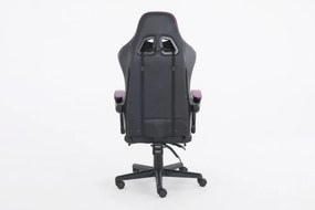 RESIGILAT- Scaun gaming, masaj în perna lombară, suport picioare, piele PU, Negru/Mov