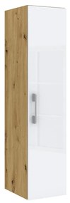 Stâlp de baie suspendat Zoja - Stejar artisan din lemn de stejar cu uși luciu alb