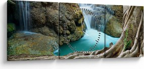 Tablou - Râu cu cascade (cu ceas) (90x30 cm)