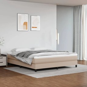 3144272 vidaXL Pat box spring cu saltea, cappuccino, 160x200cm piele ecologică