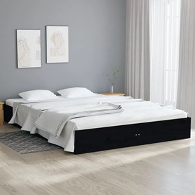 820026 vidaXL Cadru de pat, negru, 200x200 cm, lemn masiv