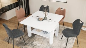 Mazzoni BRAWO Alb - MĂSUȚĂ DE CAFEA CU BLAT EXTENSIBIL ȘI RIDICABIL MASĂ CU RAFT