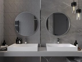 Mexen Loft oglindă de baie rotundă 70 cm, ramă inox - 9850-070-070-000-10