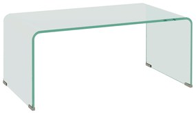HOMCOM Masa de cafea din sticlă masă de salon rectangulară design modern din sticlă temperată cu margini rotunjite sigure transparent | Aosom Romania