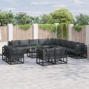 vidaXL Set de canapele pentru grădină 13 pcs Negru 353 x 353 x 71 cm