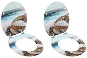 vidaXL Capace WC, 2 buc., MDF, model scoică