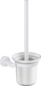 Perie WC cu suport Omnires Modern Project alb cu sticla mata