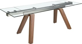 Masa extensibila deosebita design LUX Walnut-Glass 160-240x90cm