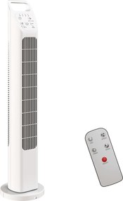 HOMCOM Ventilator turn cu telecomandă, temporizator 7,5 ore, ventilator silențios pentru dormitor, Alb | Aosom Romania