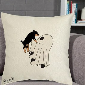 Perna Decorativa Caine Rottweiler Fantoma Halloween, 40x40 cm, Ecru, Husa Detasabila, Perna Inclusa, BEKZ®