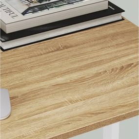 Set pentru birou ZARIMO masa 80x40 cm, alb/stejar sonoma + scaun AVOLA din piele ecologica, roz