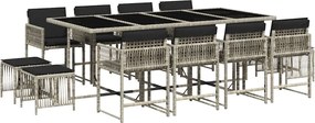vidaXL Set mobilier de grădină cu perne 13 piese gri deschis poliratan
