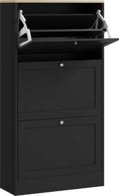 HOMCOM Dulap Îngust pentru Pantofi cu 3 Sertare și Rafturi Reglabile pe 2 Niveluri, 60x23,5x115 cm, Negru | Aosom Romania