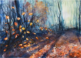 Tablou pe sticlă - Razele solare de toamnă (70x50 cm)