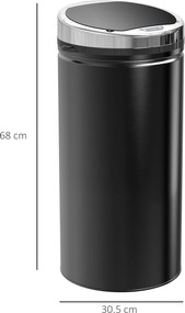 HOMCOM Coș de gunoi automat de 50L cu senzor infraroșu, din oțel și plastic, 30.5x30.5x81.5cm | Aosom Romania