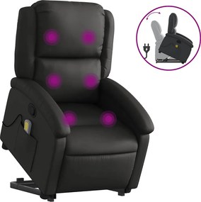 vidaXL Fotoliu rabatabil cu ridicare, negru, piele naturală