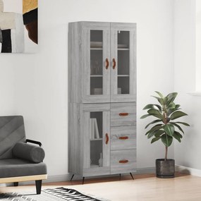 vidaXL Dulap înalt, gri sonoma, 69,5x34x180 cm, lemn compozit